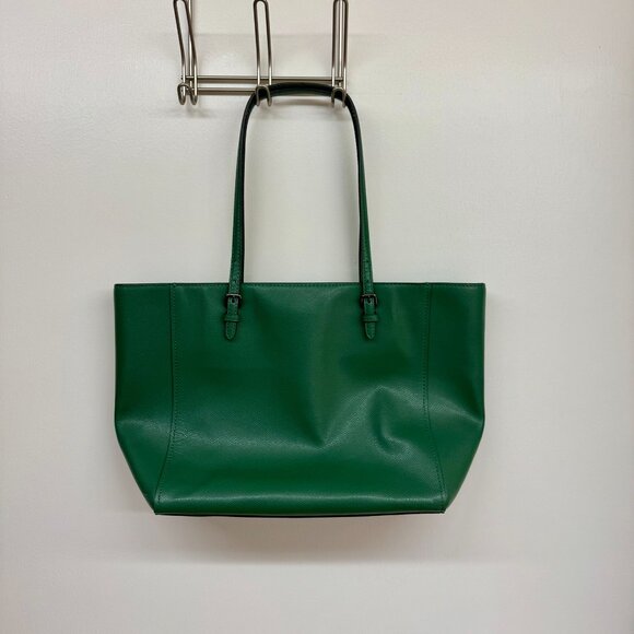 NWOT Coach Green Crossgrain Leather Turnlock Tote Bag - Picture 5 of 7